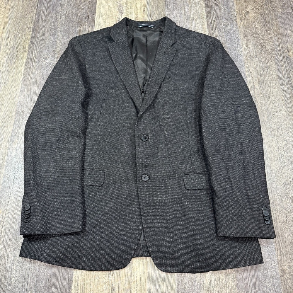 Tommy Hilfiger Mens 42R Blazer 100% Wool Sport Coat Charcoal Gray 2 Button Suit